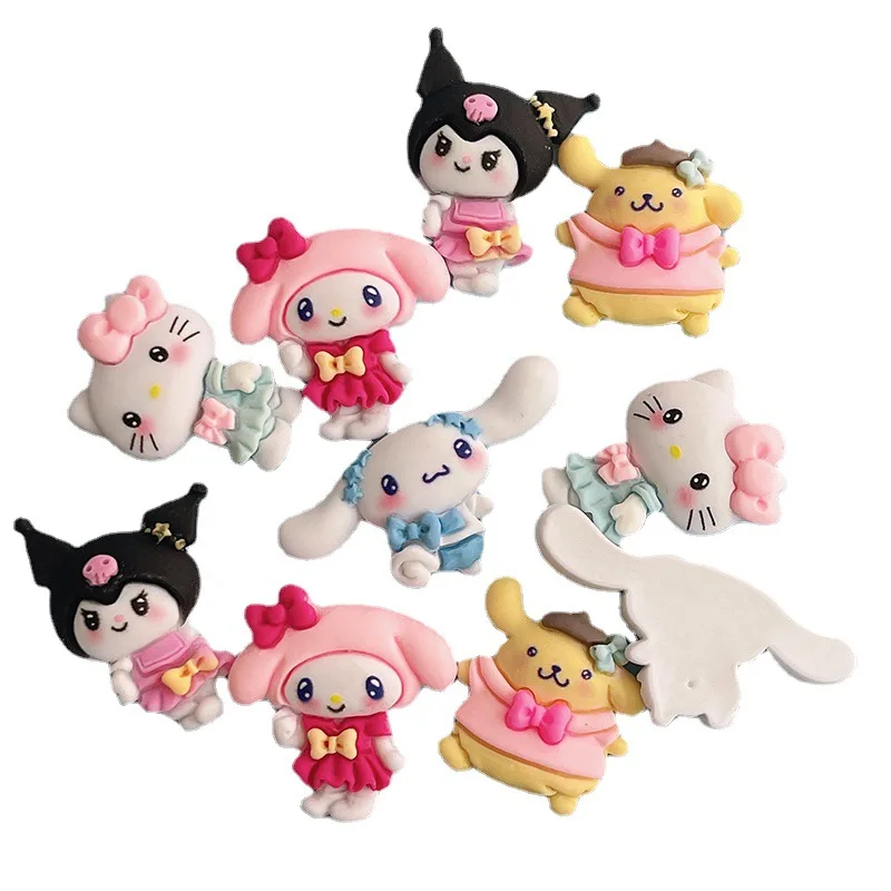 Sanrio with Dress Resin Charms Cartoon Melody with Skirt Pochacco Kuromi Kitty Diy Decoration