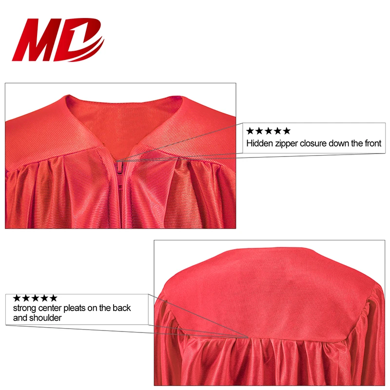 Promotion Red Color Shiny Graduation Gown