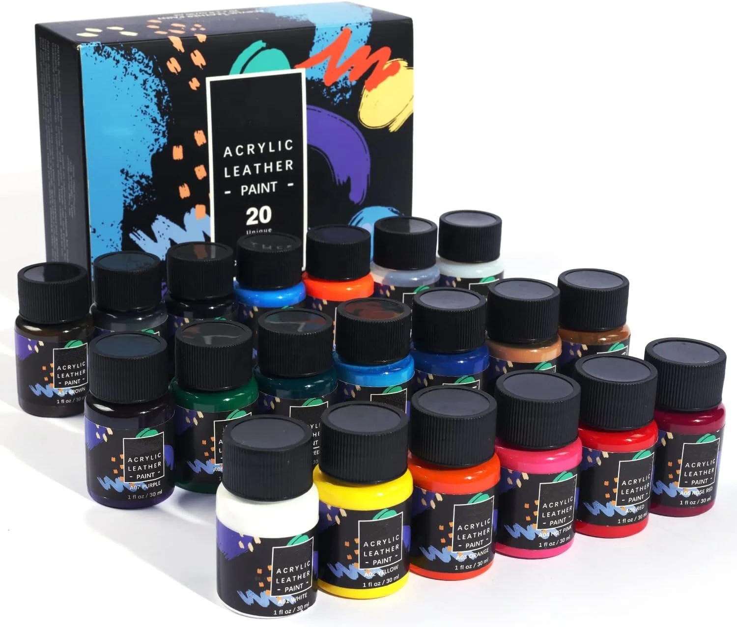 20 видов цветов x 30 мл Водонепроницаемая акриловая кожаная краска angelus для обуви