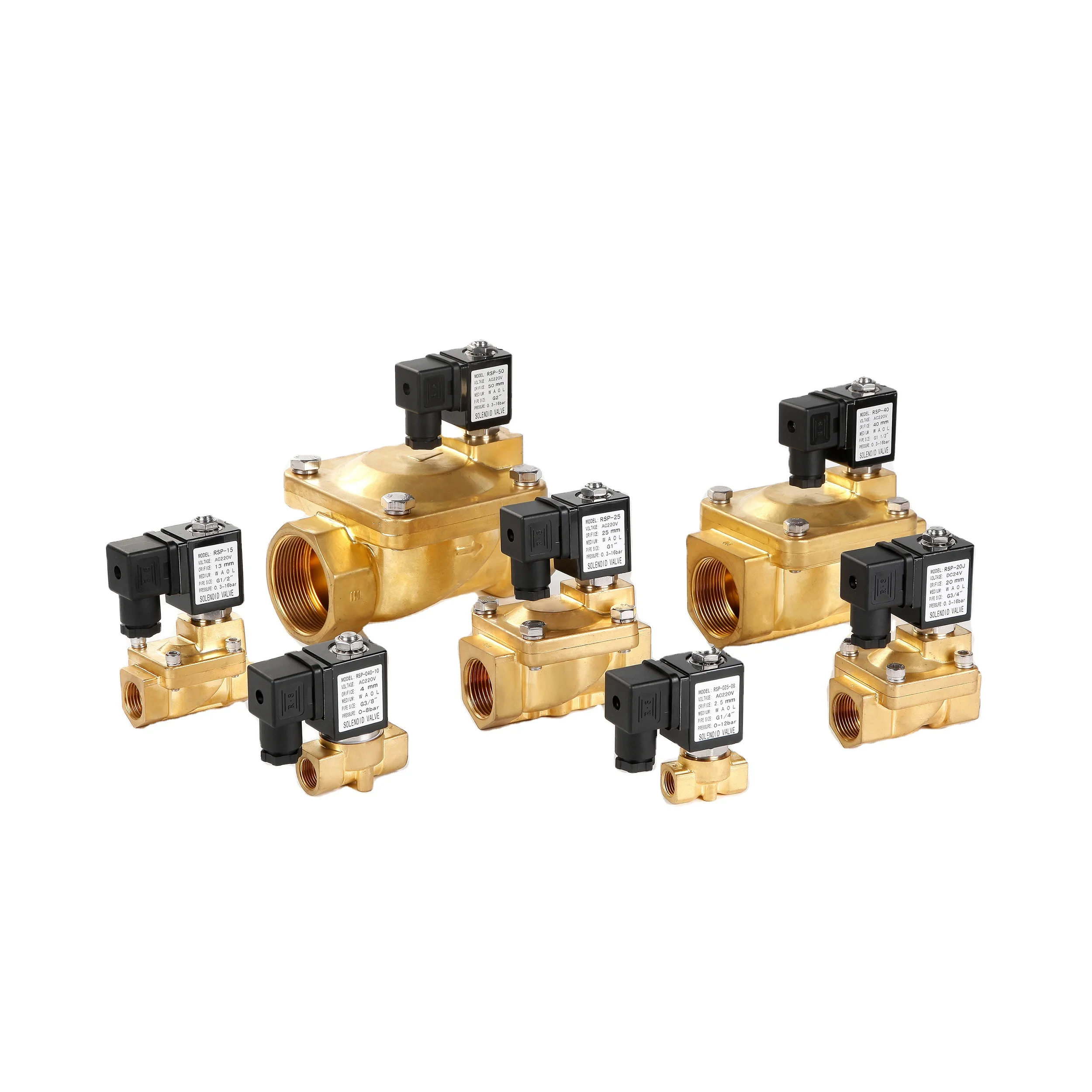 2W Piloted Normally Close Electric Brass 24v 220V 1/2 3 inch Water Solenoid Valve OEM Natural Gas ASCO Type Solenoid Valve