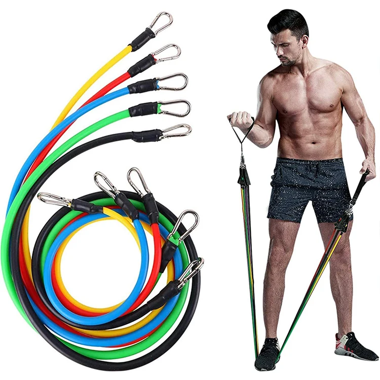 11 шт., латексная Эластичная Трубка, набор для фитнеса, упражнений, сжигания жира, для йоги, стойкие ленты, Тяговая веревка