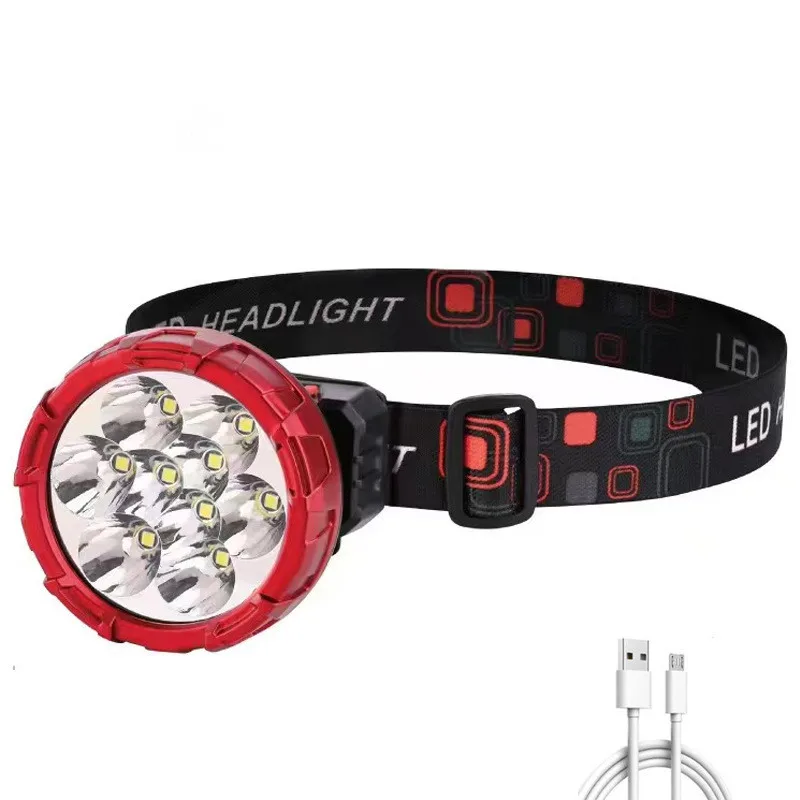 Cheap Price 9 pcs LED Chip Rechargeable Headlight