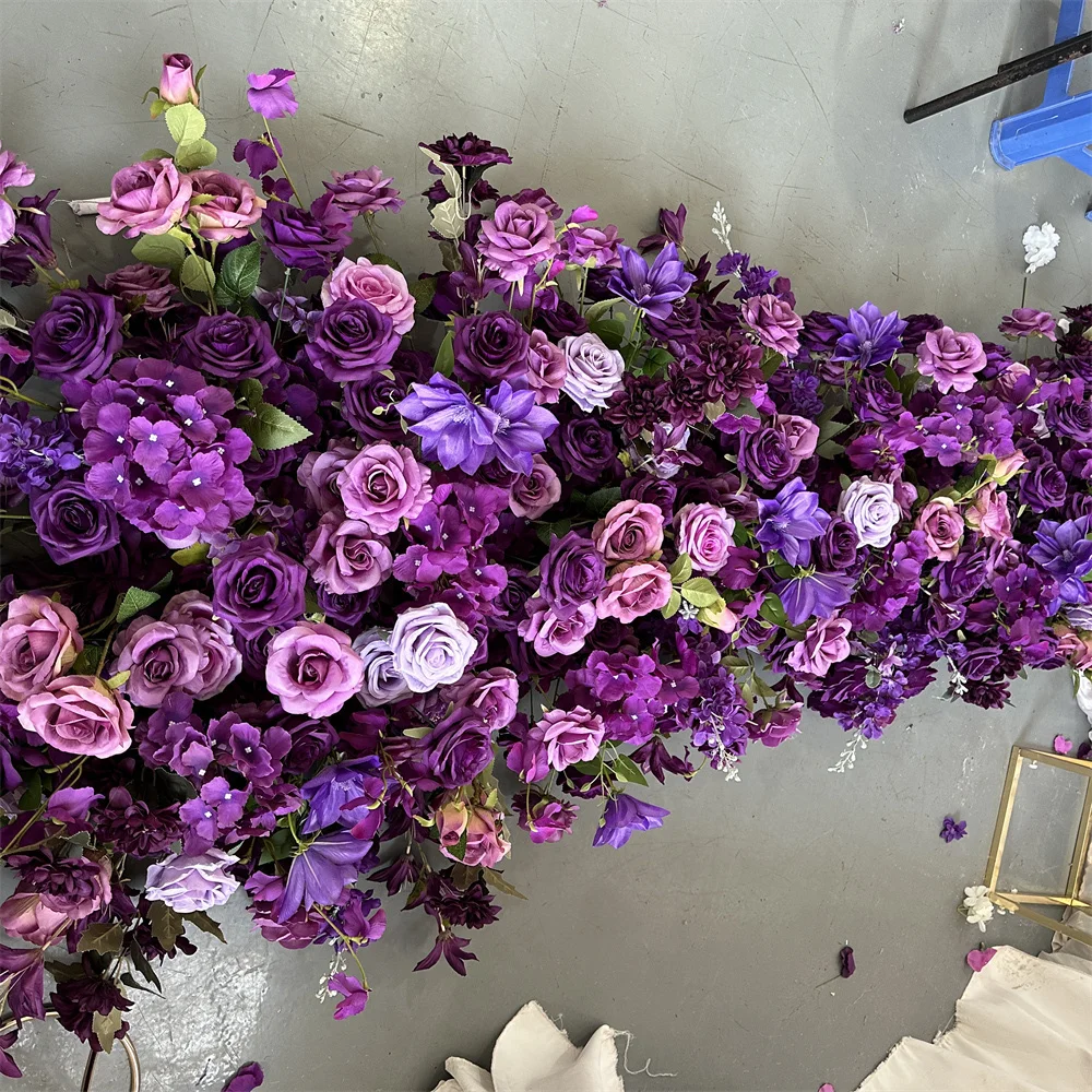 IFG wholesale 2m floral runners artificial deep purple flower garland for wedding