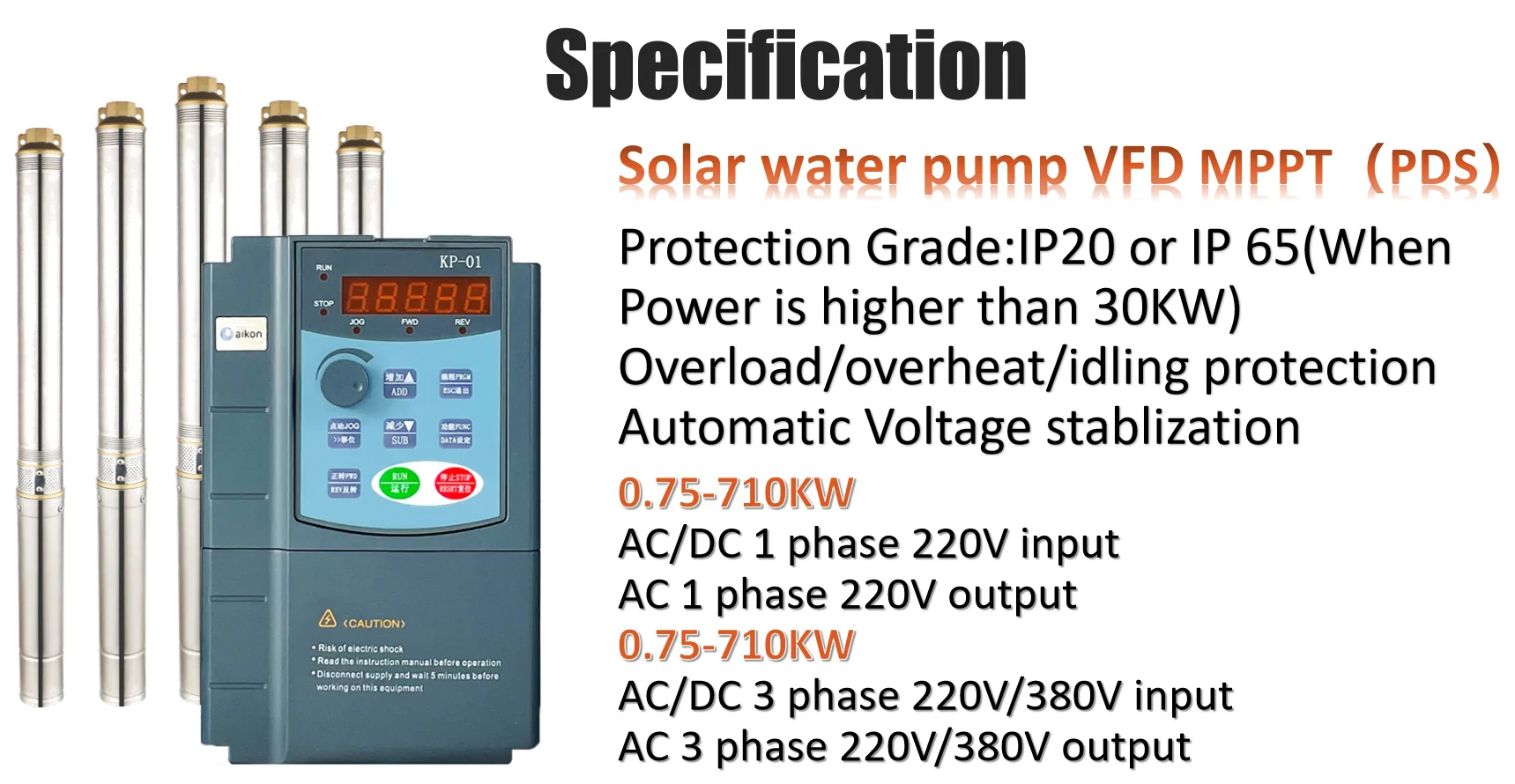 Made in China Inverter High Quality Solar Water Pump Variable Frequency Drive Inverter With 2 years Warranty