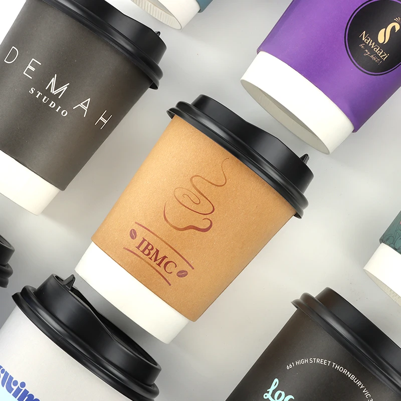 Disposable paper coffee cup custom logo size biodegradable hot drink cups