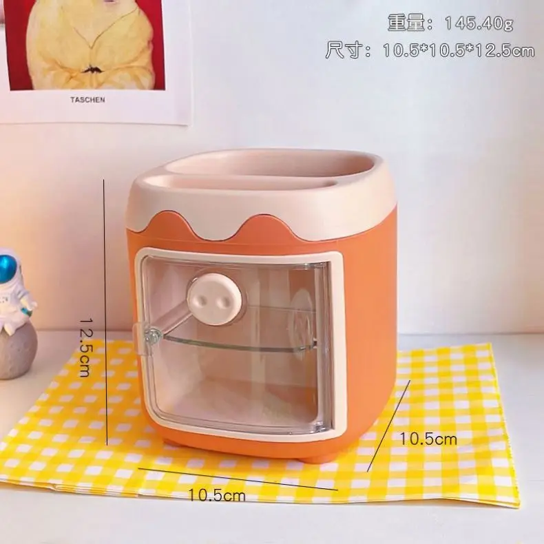 PC Kawaii Pig Pen Pencil Pot Holder Brush Storage Container Desk Organizer Multifunction washi tape Stationery Office Supplies