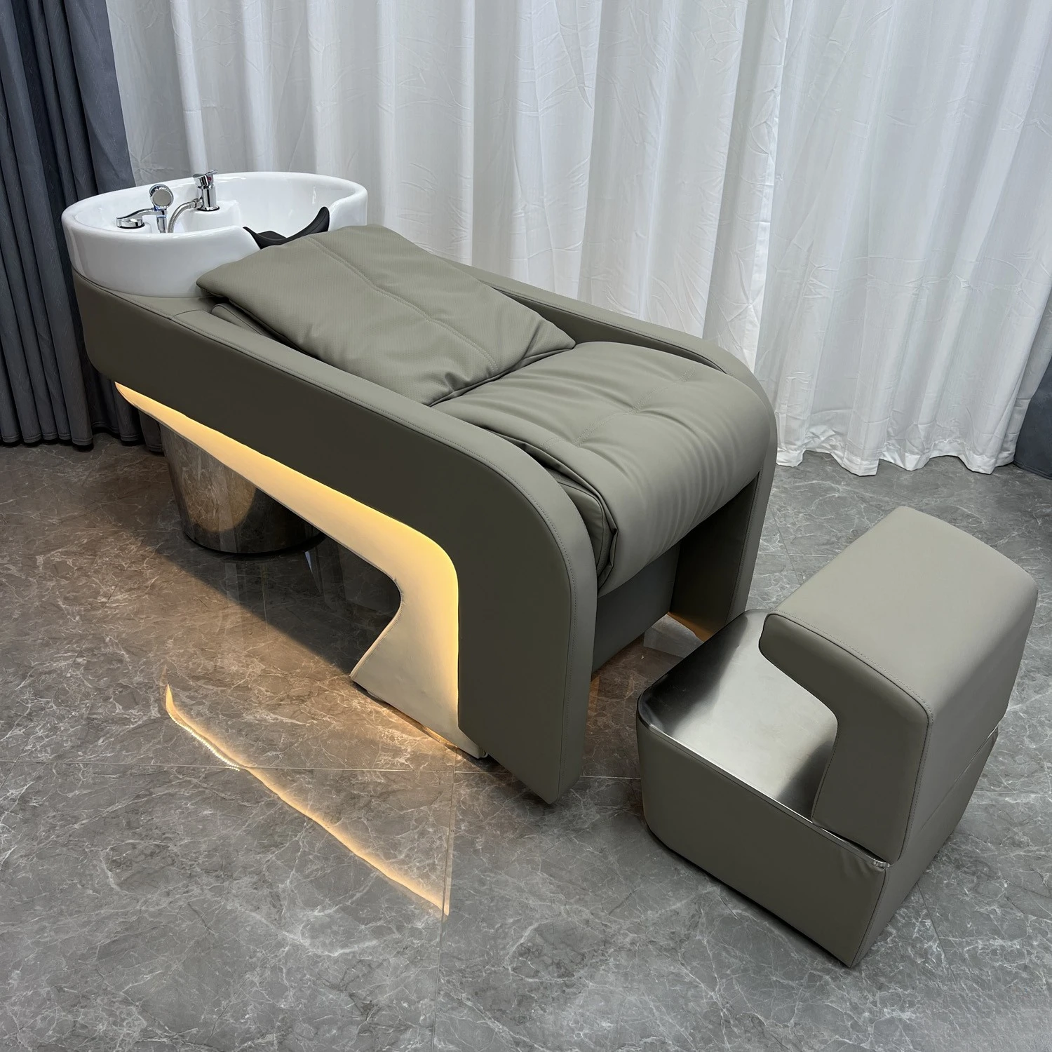 Factory direct sales hair salon special barber shop semi-reclining hair salon tide shop flush bed with light shampoo bed