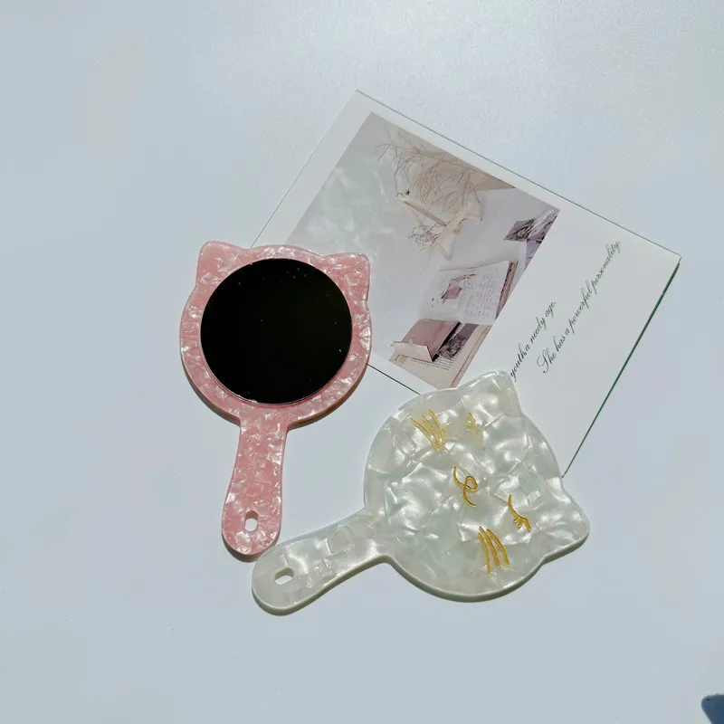 Wholesale Cellulose acetate Flower cute pocket mirror mini makeup Eco-friendly Flower Makeup Mirror