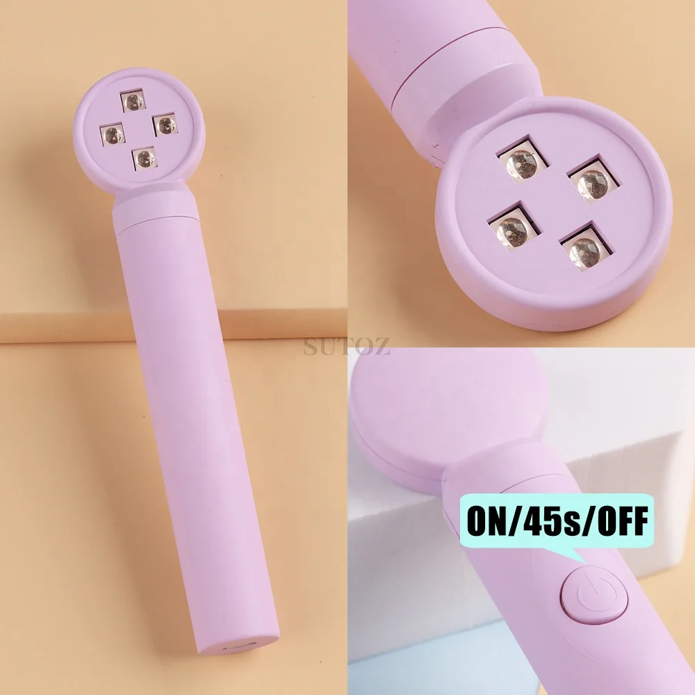 45 Seconds Mini Convenient Rechargeable Style Hot Pink Nail Lamp Household Handheld Nail Polish Curing Light