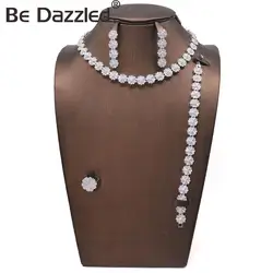 Bedazzled round O necklace set, dubai silver and 24K gold plated flower women wedding bridal jewelry set, wedding necklace