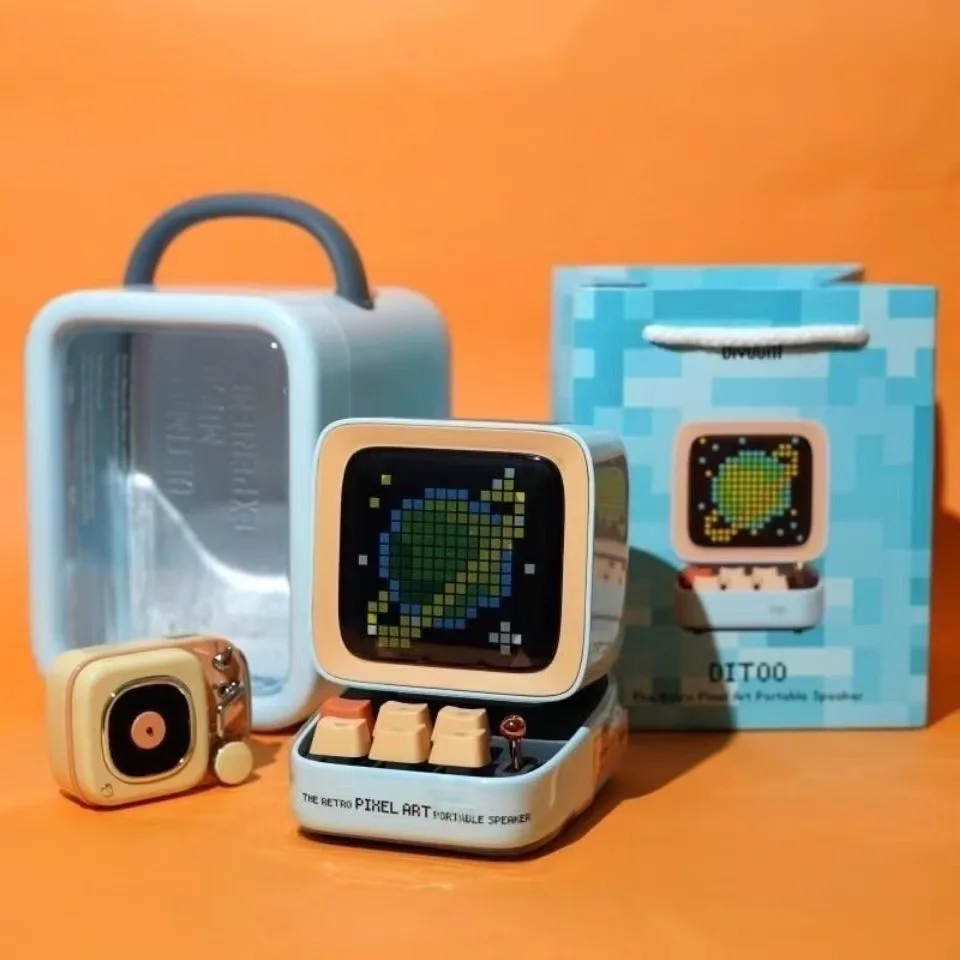 Управление через приложение, передний экран, Divoom Ditoo, Ретро Художественный будильник, DIY светодиодный дисплей, доска для игр, все портативные динамики