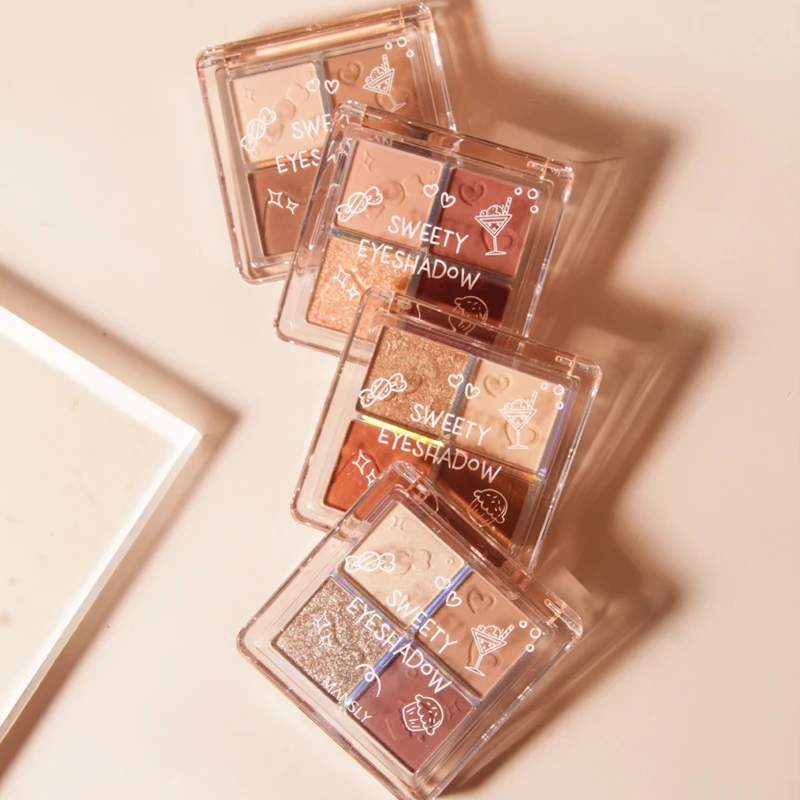 Cosmetics Vegan Eyeshadow Pigments Private Label Portable 4 Colors Matte Glitter Eyeshadow Palette