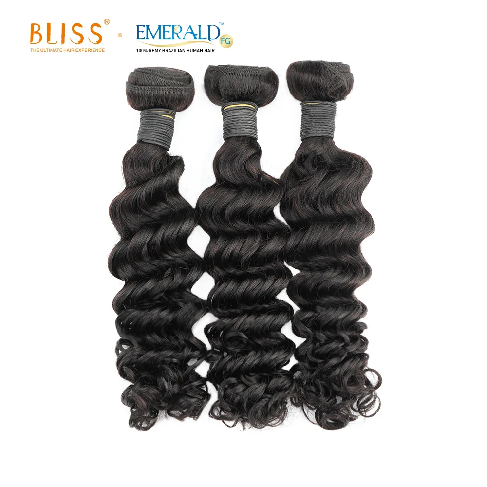 Bliss Emerald 3 IN 1 Packet Hair Unprocessed One Donor Loose Deep Wave 3 Bundles 100% Brazilian Human Hair Packet Manufacturer