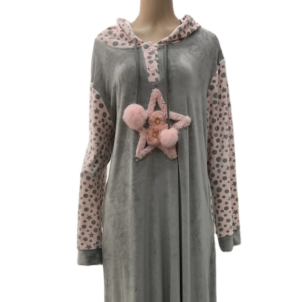 Arab sleepwear pajamas robe night home wear pijamas pj gown for women nighty dubai muslim dress islam islamic clothing clothes