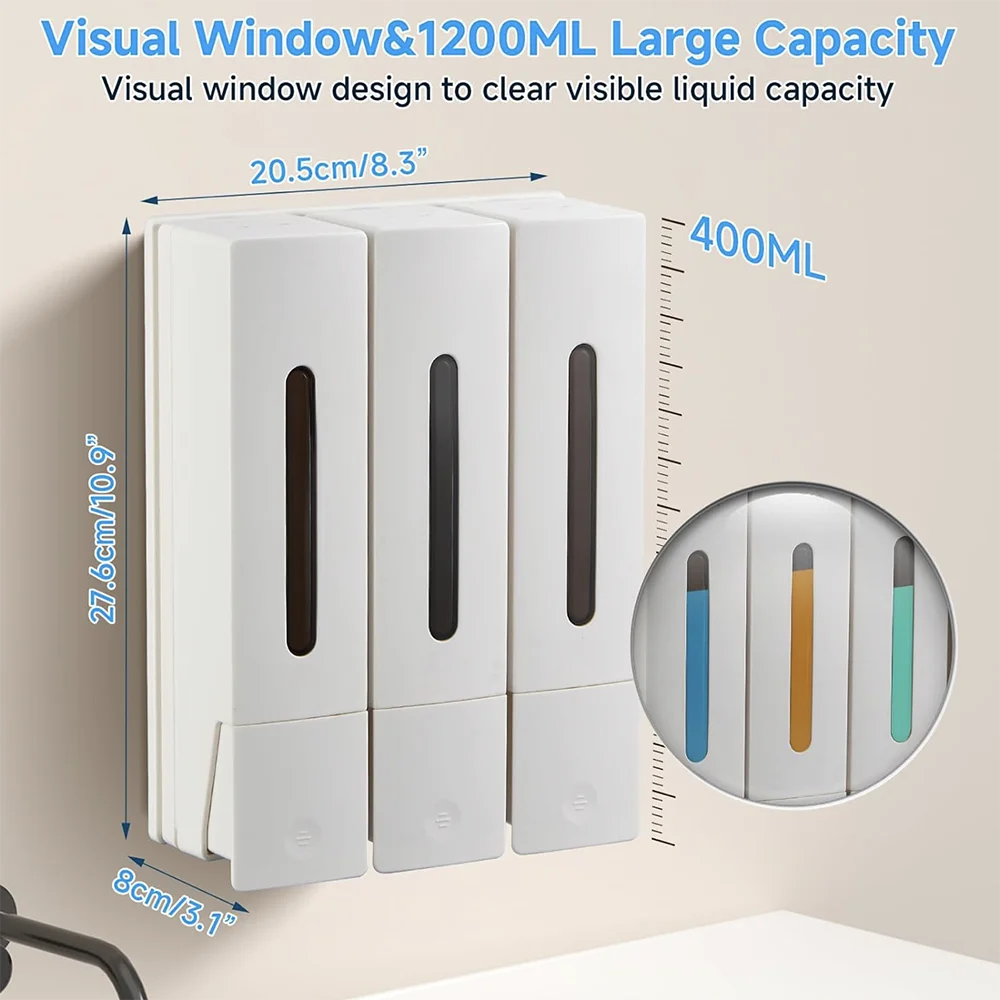 ZHUO AO wall mounted shampoo and conditioner shower soap dispenser soap set of 3 for hotel