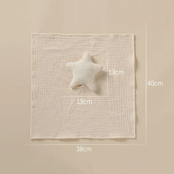 Lovey Moon Star Security Blanket Baby Comfort Toy Blanket Sleep Teether Soothing Baby Cotton Muslin Comforter Blanket