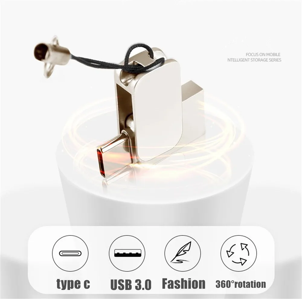 Luxury Metal Material Custom Logo Type C USB Flash Drive 3.0 8GB 16GB 32GB 64GB 128GB