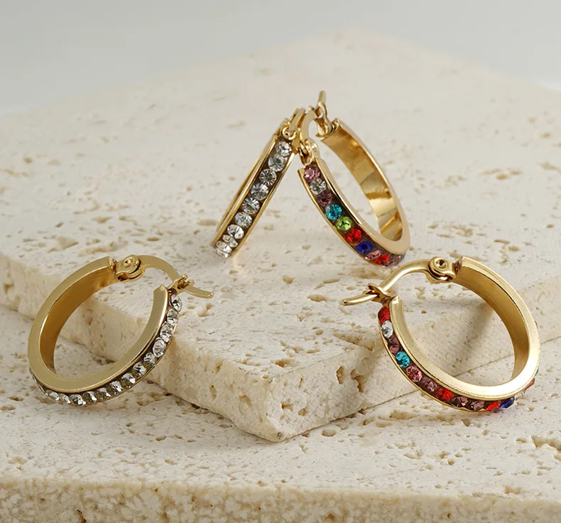 Retro style neutral cool senior sense colorful current earrings striped enamel dripping oil ear studs