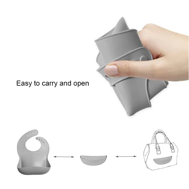 Wholesales foldable modern custom kids spoon fork bowl plate sets teething teether toy bib silicone baby feeding set