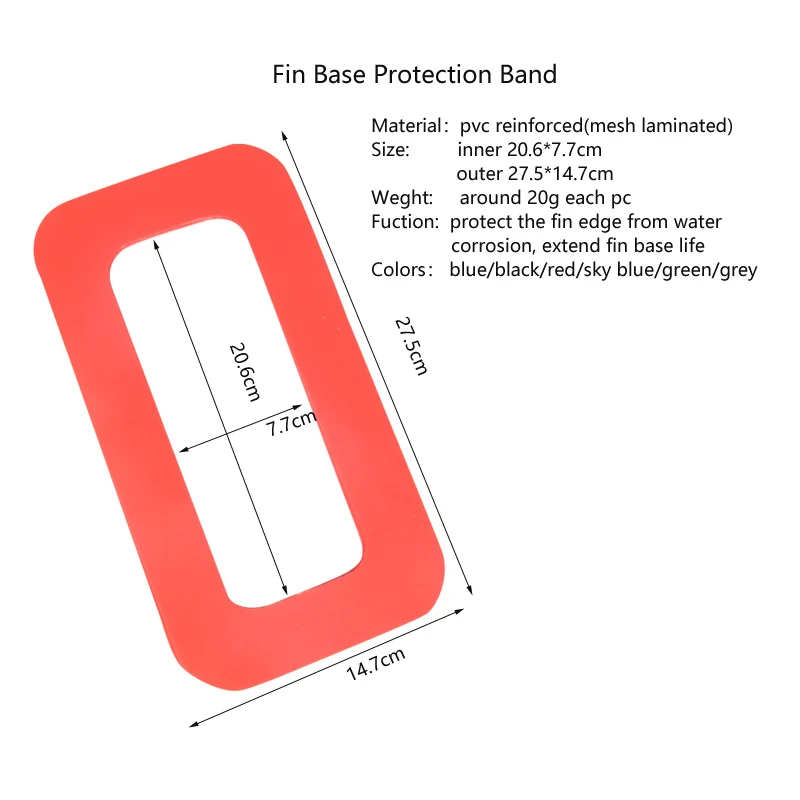 27.5*14.7cm PVC material square sheet frame band fin base protection sup paddle board surfing water surfboard fins sup accessory