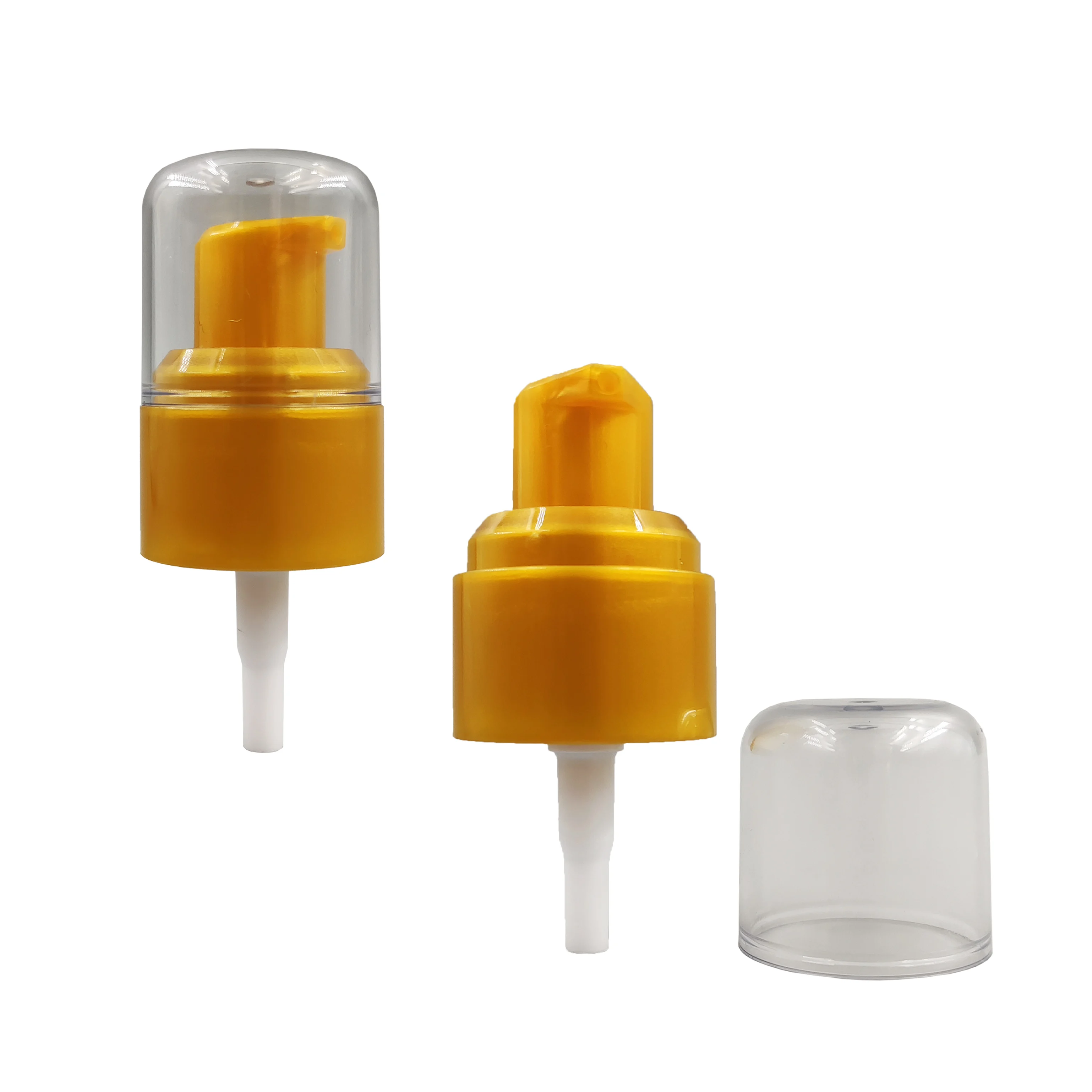 Customized High Quality and Hot Sale  20/410 24/410 yellow Plastic Lotion Cream Pump with AS clear  cap