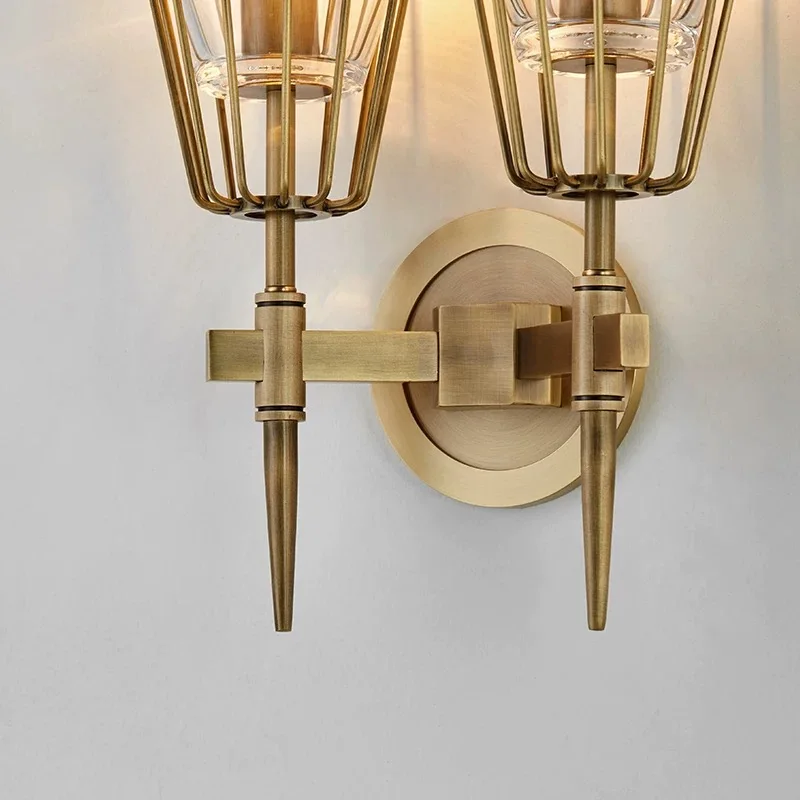 
Wholesales modern hotel nordic glass lampshade antique candle wall mounted glass bed side lamps brass wall light 