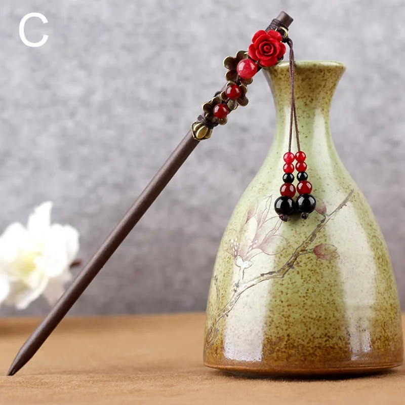 Girls Ornaments Jewelry Vintage China Wood Hairpin Women Ethnic Ancient Hairpin Female Headwear Hair Stick Wind