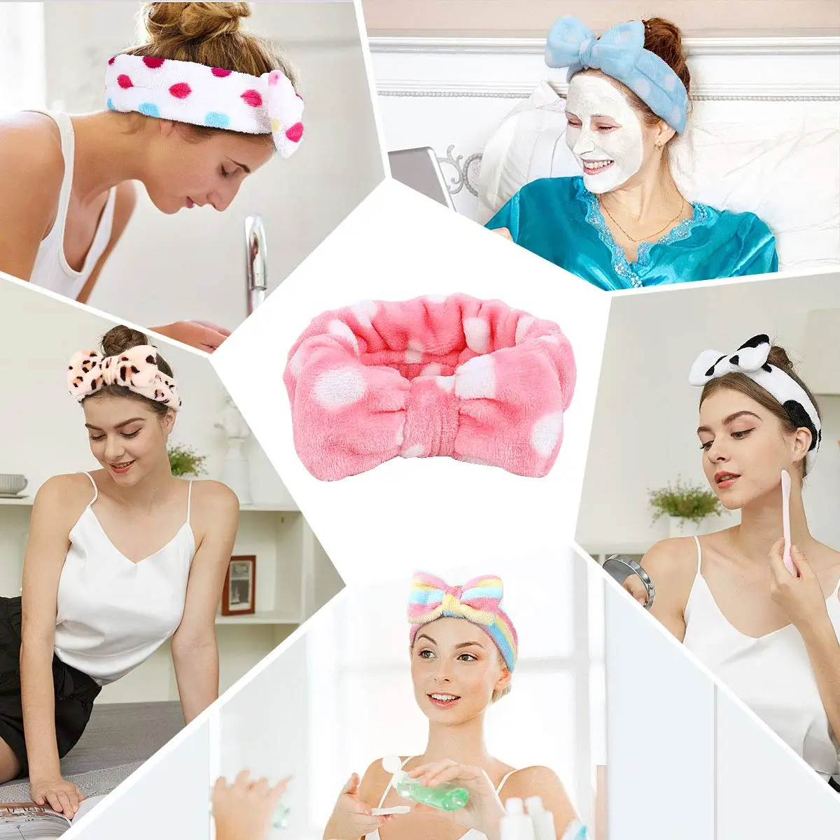 Wholesale Bow Hair Band Soft Coral Fleece Head Wraps Spa Facial Headband For Women