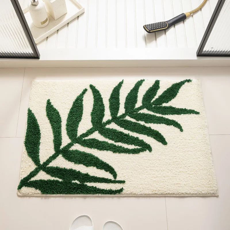 Microfiber polyester custom tufted bath leaf mat