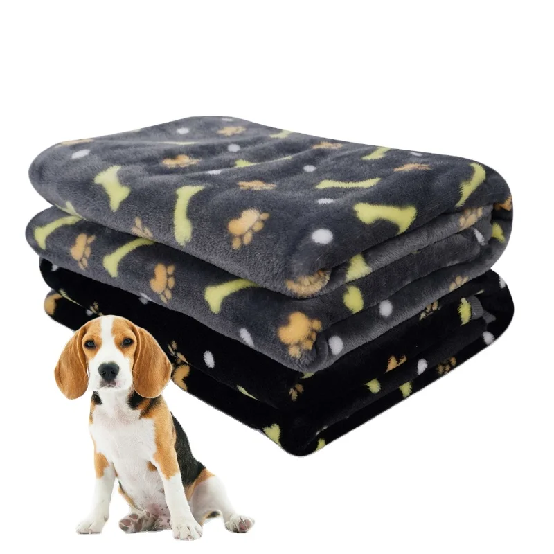 BSCI CVS оптовая продажа, персонализированное теплое покрывало для сна для собак и кошек, Фланелевое Флисовое одеяло для собак с принтом лапы