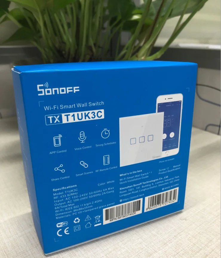  Умный настенный сенсорный выключатель Sonoff TX T1 1 клавиша 2 клавиши 3 ЕС Великобритания США Wi-Fi RF работает с Alexa для автоматизации