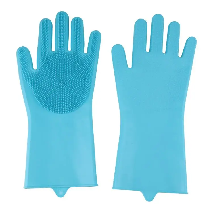 Durable Silicone Dish washing Gloves Pet Grooming Rubber Scrubbing Gloves  Sponge Cleaning Brush for Housework Cars Dogs