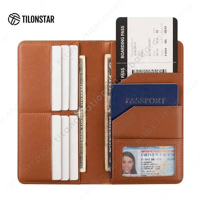 TILONSTAR TPW100 Custom Logo Leather Passport Sleeve Men Women Passport Holder for Travel