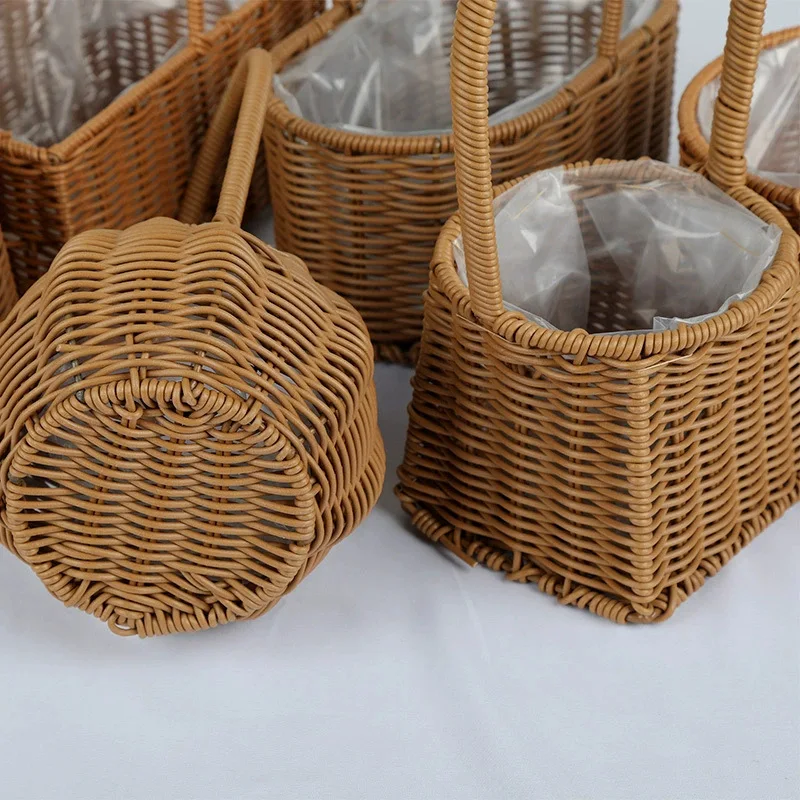 2023 new style Handmade Natural Material Woven Rattan flower basket for Home Wedding Decoration