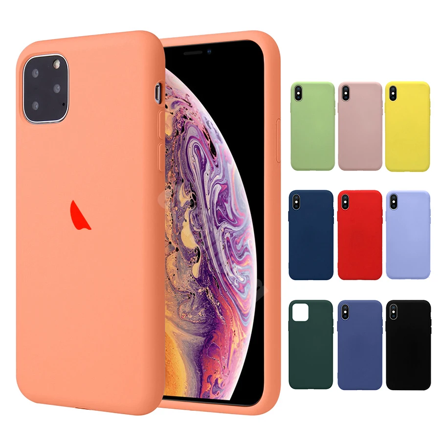  64 Colors Cases With Logo Microfiber Liner Back Silicone Cover Phone Case Forros For Iphone X Xs Xr 11 12 mini pro