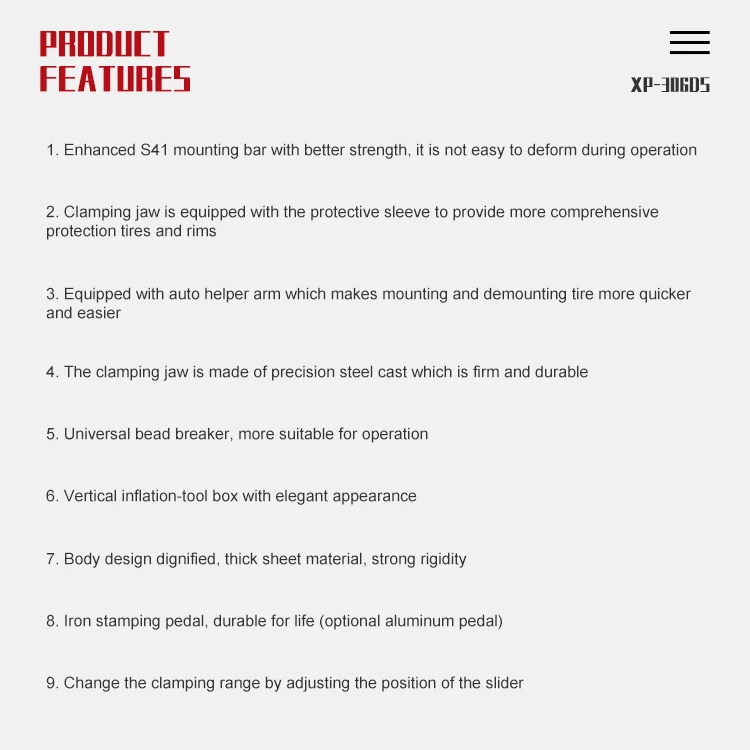 XPROMISE High Quality automatic tyre changer machine XP-306DS/mobile scissor lift two post lift/small scissor auto lift lift