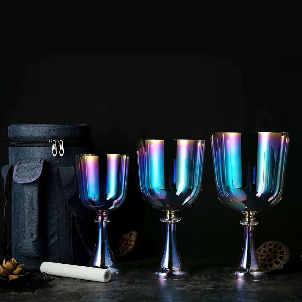 Титановые чакры, хрустальные поющие чаши с цветным дизайном, 7 дюймов A или B note coloredl 432 Гц 440 Гц, звукоисцеляющий музыкальный инструмент
