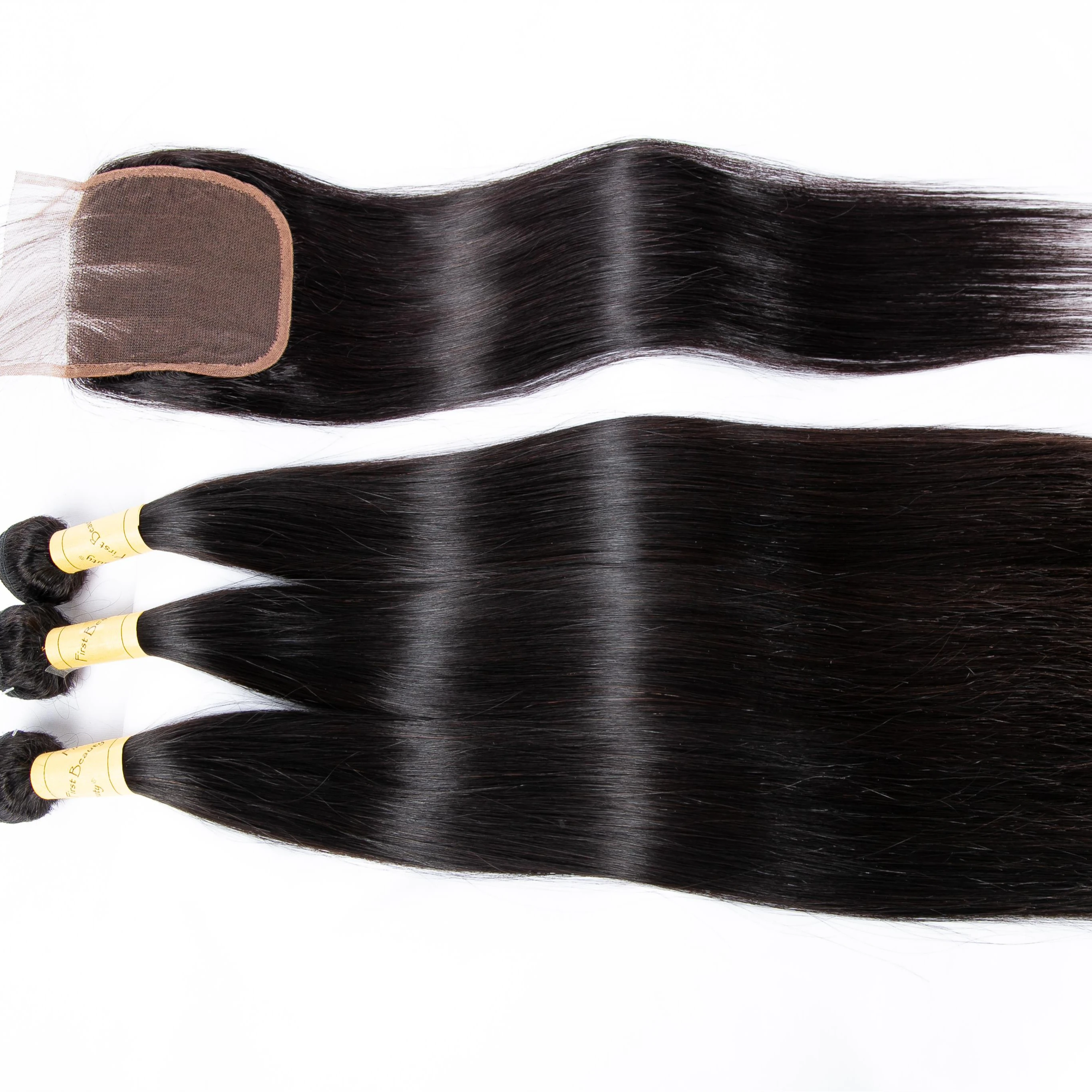 
First Beauty 2021 new style human hair bundles with closure bone straight human hair lace frontal virgin hair bundles 