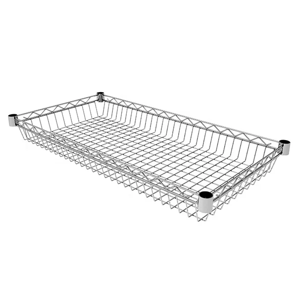 Chrome Wire Shelf for Grocery Store Wire Mesh Supermarket Shelving Wire Rack Display