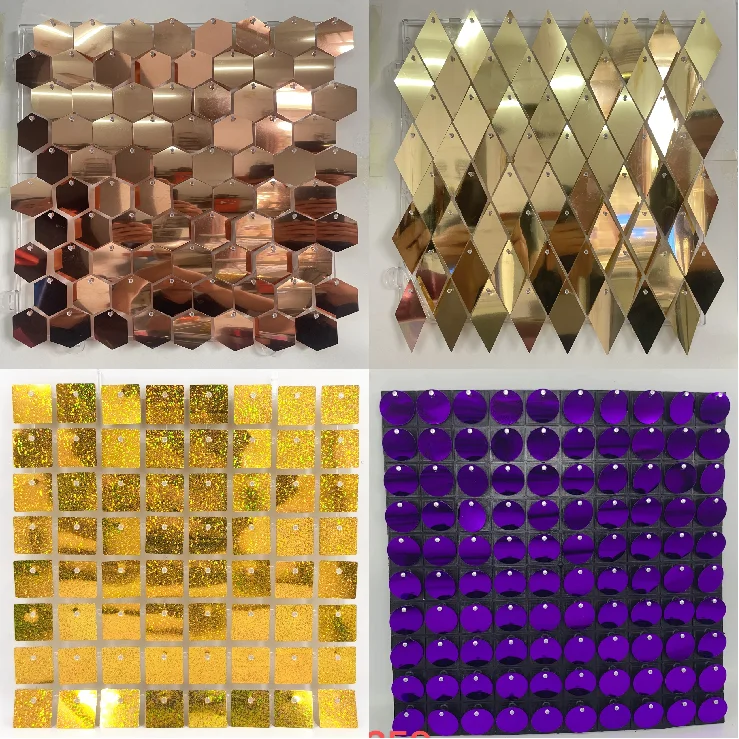 30x30cm Gold Pet Shiny Bling Shimmer Wall Panels Backdrop Sequins Wall Panels For Birthday Baby Shower Wedding Party Decorations