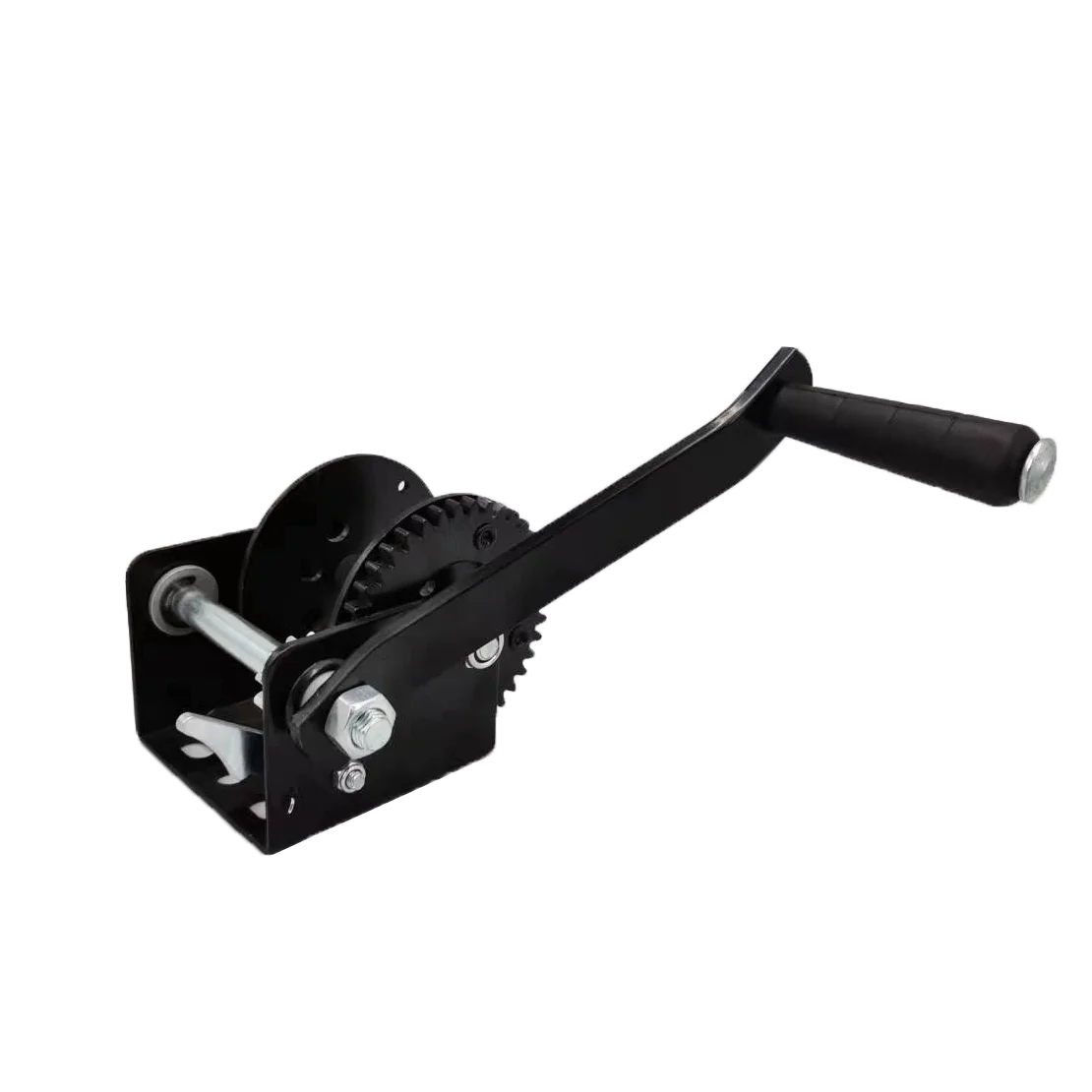 High Quality Black Mini Manual Portable Hand Winch 800LBS Hand Crank Small Boat Winch Gear Ratio 3.2:1