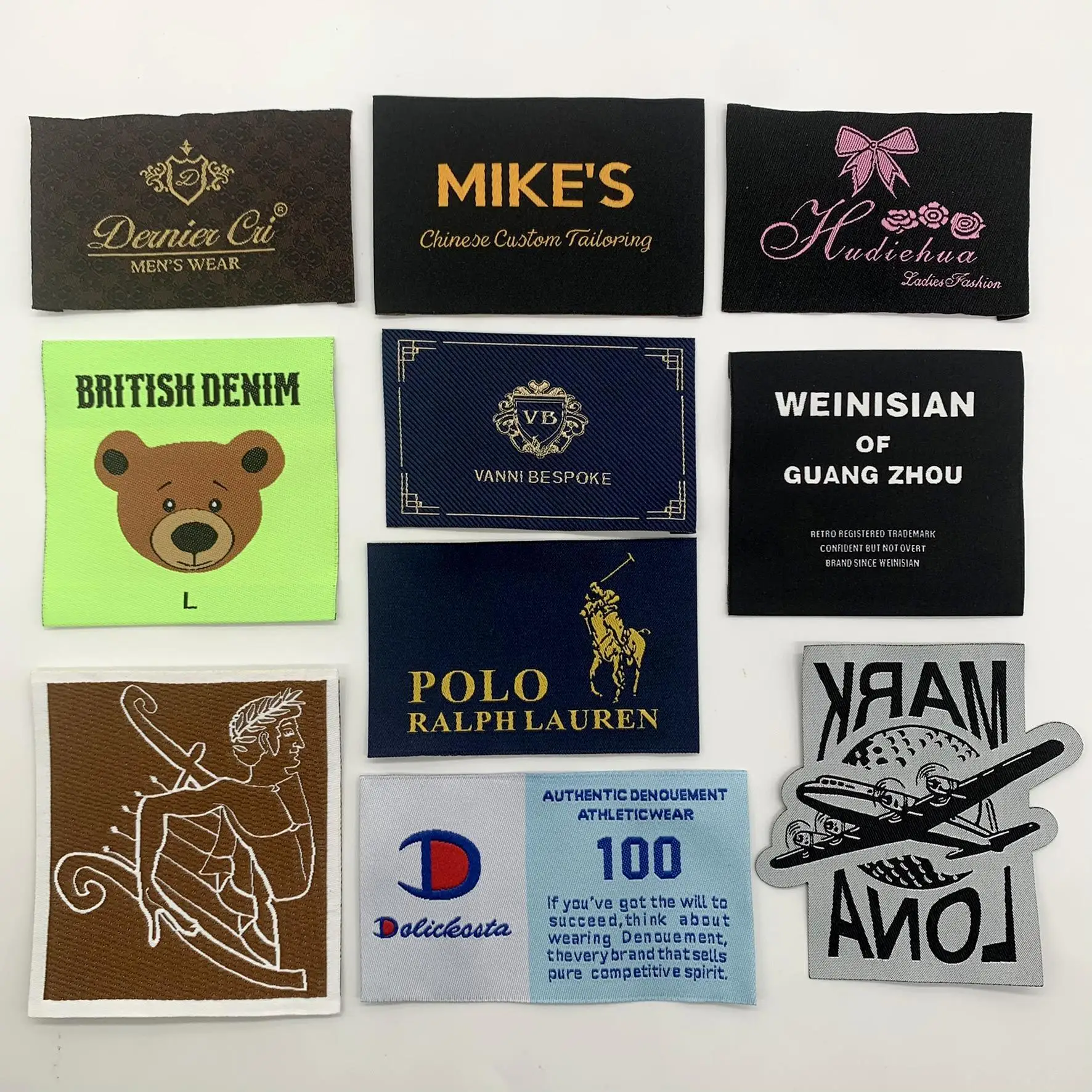 Custom Private Logo Garment Fabric Label 100% Organic Cotton High Density Jacquard Clothes Satin Woven Tag Clothing Woven Labels
