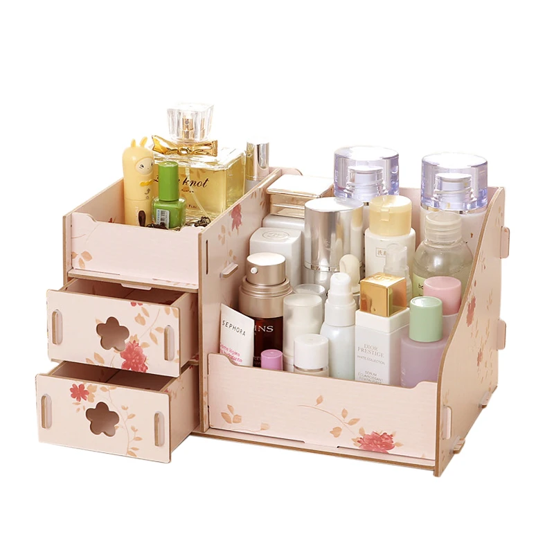 Factory Wholesale Wooden Makeup Cute Personalized Storage Box Cosmetic Storage Display Box