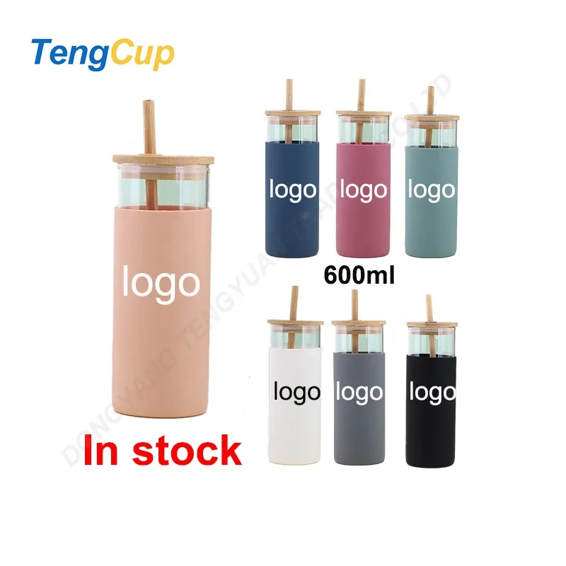 TY 2023 Hot Selling 500ML 16OZ Glass Coffee Cup Transparent Double Wall Borosilicate Glass Cup With Bamboo Lid And Straw
