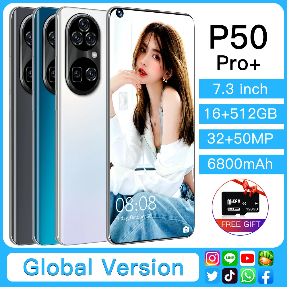 unlocked phone P50 Pro+ TECNO 16+512GB  telephon portabl android 5g cellphones2021