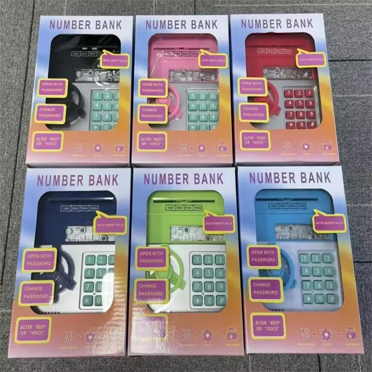 Hot Sale Auto-rolling Money Saving Box Password Safe Mini Creative ATM Piggy Bank for Children