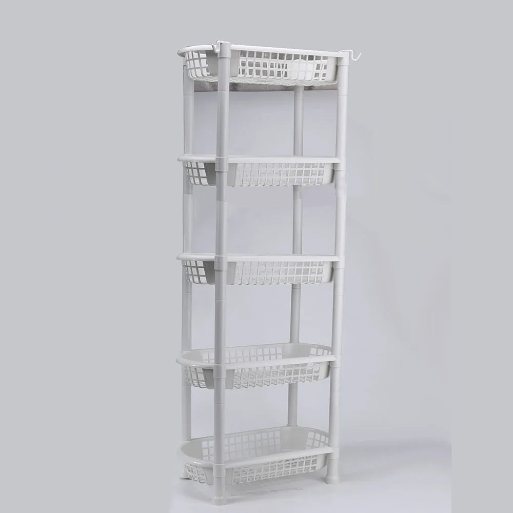 Kitchen Organizer Storage Rack 4-Layer Oval Shape Plastic Bathroom Shelves 4 Tier Folding Plastic Shelving Unit