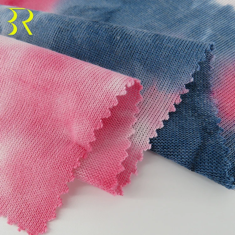 2021 Customized  Knitting Printed 97%P 3%SP Coarse clothing Tie-dyed Fabric for Polo Shirt