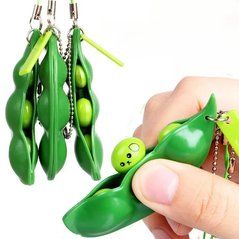 Creative Fidget Toys Squeezing Edamame Peanuts Toys Antistress Popper Toy Edamame Keychain Fidget Squishy Decompression