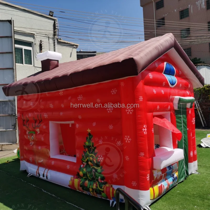 Outdoor Party Tent Inflatable Christmas House Used Christmas Decoration Santa LED Tent Inflatable Christmas House For Sale